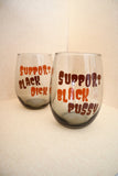 HRS. - "SUPPORT BLACK" WINE GLASS